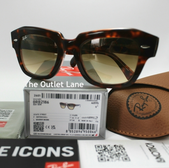 Model Display Ray-Ban State Street Gradient Brown RB2186 Tortoise - Picture 3 of 16